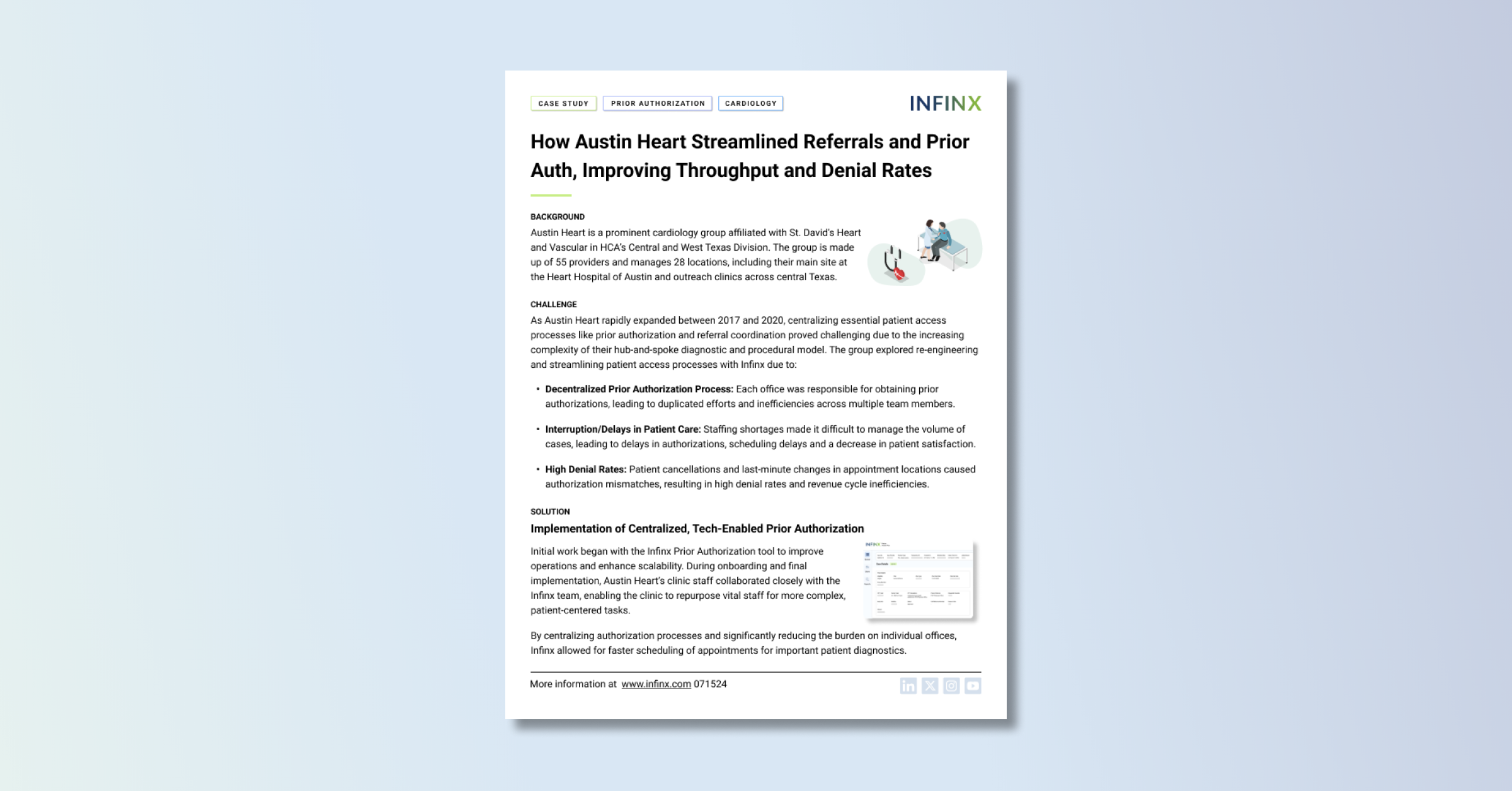 Infinx - Case Study - How Austin Heart Streamlined Referrals and Prior Auth Improving Throughput and Denial Rates - Featured Image